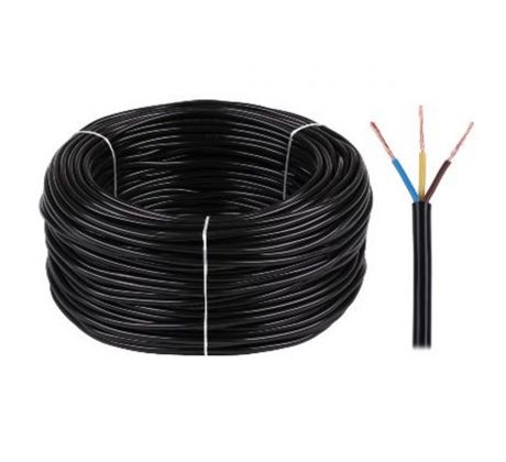 Kábel elek.(H 05 VV-F) 3x1 300/300V čierny-1m