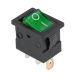 Prepínač kolískový mini 3pin 12V zelený