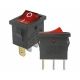 Prepínač kolískový mini 3pin 230V červený