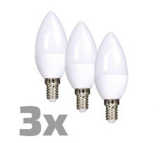 ECOLUX LED žiarovka Ecolux 3-pack, sviečka, 6W, E14, 3000K, 450lm, 3ks