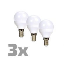 ECOLUX LED žiarovka Ecolux 3-pack, miniglobe, 6W, E14, 3000K, 450lm, biele prevedenie, 3ks