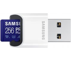 Samsung PRO Plus MicroSDXC, 256GB + USB adaptér