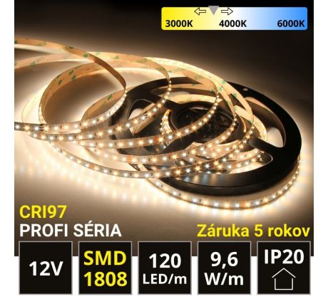5m PROFI LED pásik 120LED/m SMD1808 9,6W/m DUAL-WHITE IP20 12V
