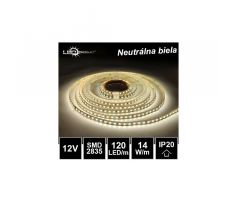 LED pásik 120LED/m SMD2835 14W/m neutrálna biela IP20 12V