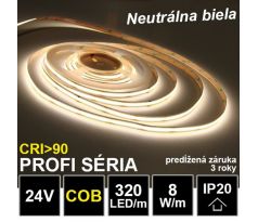 PROFI LED pásik 320LED/m COB 8W/m neutrálna biela IP20 24V