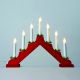 Adventní Svietnik drevený červený , Biela LED žiarovka 7x34 V / 0,2W