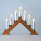 Adventní Svietnik drevený , morený ako dub , Číra LED žiarovka  7x34 V / 0,2 W