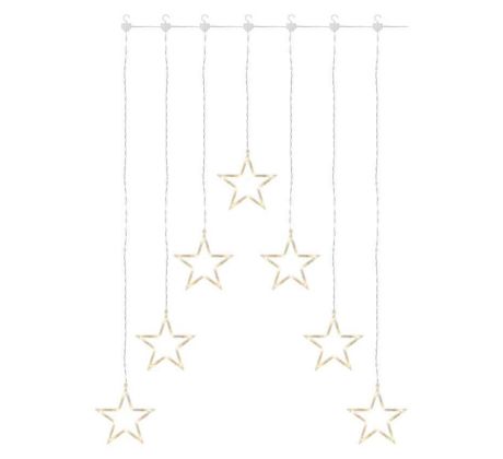 LED vianočný záves – 7 hviezd, 67x125 cm, vnútorný, teplá biela