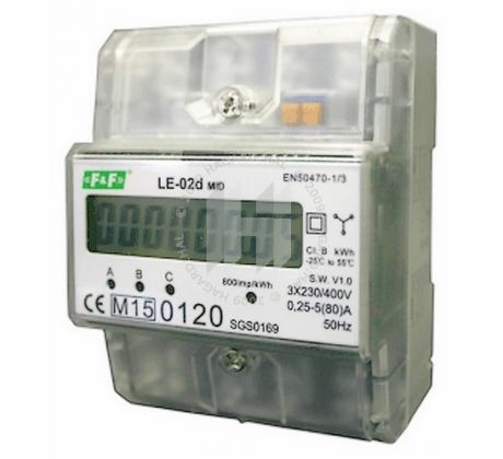 Elektromer digitálny LE-02d MID 1619019 80A 3x230/400VAC 3F/4,5M priamy MID