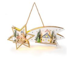 Solight LED vianočná kométa, 10x LED, drevená, 30cm