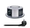 Solight 3z + USB A+C 20W PD, Wireless 10W, výsuvný blok zásuviek, 2m,  strieborný