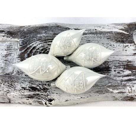 Vianočné olivy 36/068/8×4/4ks – biely porcelán