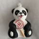 MEDVEDÍK PANDA S LÍZATKOM. sklenená ozdoba, forma, biely dekor