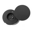 Solight vstavaná zásuvka + USB A+C + Wireless 10W, otočné viečko, kábel 2m, čierna