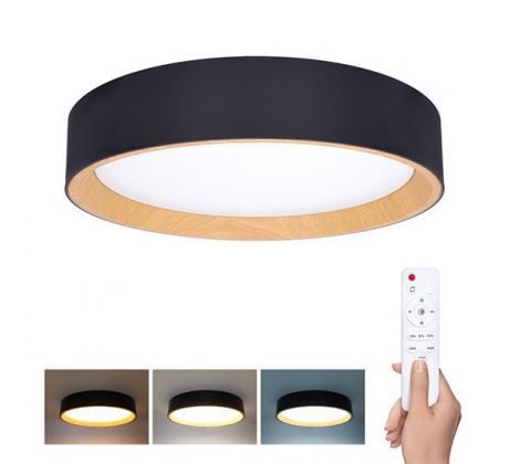 Solight LED osvetlenie s diaľkovým ovládačom Larios Black, 48W, 3360lm, 39cm, zmena chromatickosti, stmievateľná