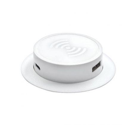 Solight bezdrôtová 15W + USB A+C 20W PD výsuvná nabíjačka, biela