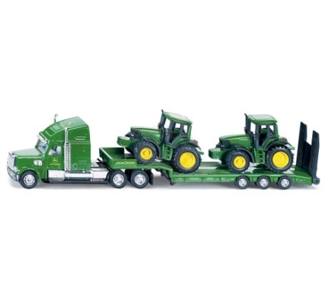 SIKU Farmer - Ťahač s podvalníkom a traktory John Deere, mierka 1:87