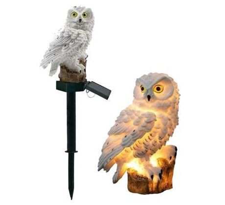 Záhradná LED solárna dekoratívna sova 43cm súmrakový senzor