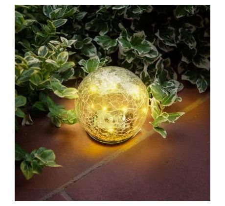 Zapichovacia solárna sveteľná guľa - 12 cm - 15 teplých bielych LED