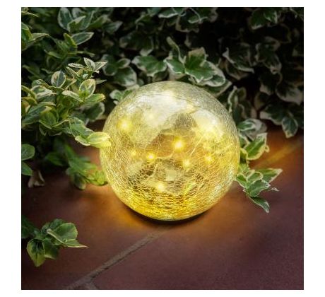 Zapichovacia solárna sveteľná guľa - 15 cm - 20 teplých bielych LED