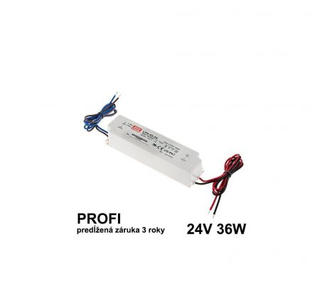LED napájací zdroj 36W, 24V, IP67 - Vodeodolný MEAN-WELL