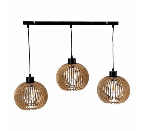 ANAFI pendant lamp, max. 3x60W, E27, black, wood