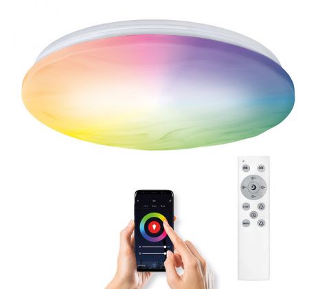 Solight LED smart stropné svetlo Wave, 30W, 2300lm, wifi, RGB + CCT, diaľkové ovládanie