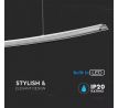 Dizajnové závesné LED svietidlo 18W, 4000K, 1350lm, sklo chróm VT-7020 (V-TAC)