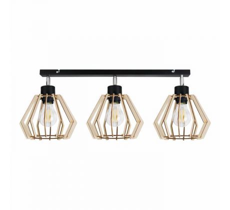 Nástenné a stropné svietidlo SOLIN AD-LD-6384BE27D, 3x60W, E27, čierna /drevo (ORNO)