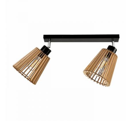 Nástenné svietidlo DELOS AD-LD-6405BE27D, 2x60W, E27, čierna/drevo (ORNO)