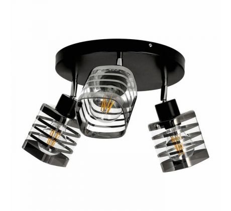 Nástenné/stropné svietidlo SIENA okrúhle, jedna úroveň AD-LD-6422BE27SW, 3x60W, čierna/skl