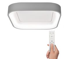 Solight LED stropné svetlo štvorcové Treviso, 48W, 2880lm, stmievateľné, s ovládačom, sivá