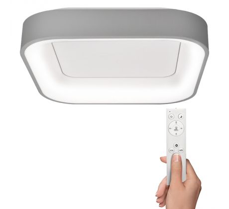 Solight LED stropné svetlo štvorcové Treviso, 48W, 2880lm, stmievateľné, s ovládačom, sivá