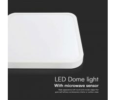 Stropné LED svietidlo 36W 4000K IP44 3820lm biele štvorcové Samsung senzor ovlád. VT-8636S