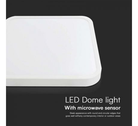 Stropné LED svietidlo 36W 4000K IP44 3820lm biele štvorcové Samsung senzor ovlád. VT-8636S