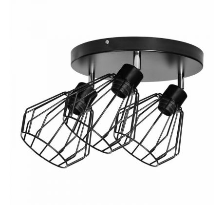 Stropné/nástenné svietidlo okrúhla základňa PINO AD-LD-6370BE27M, 3x60W, E27, čierna (ORNO