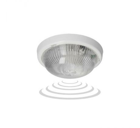 Svietidlo 7070T-ALFA/MS, biele, mikrovlný senzor, 100W, E27, IP44, IK10clear glass