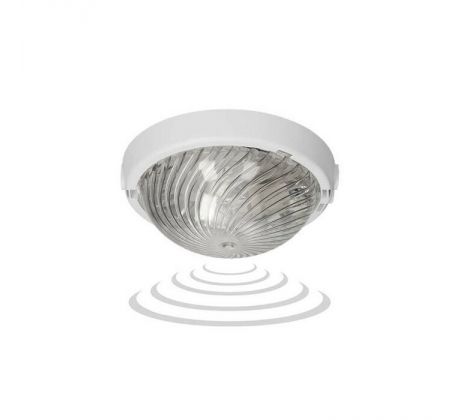 Svietidlo 8080T-TRIO/MS/PL, 75W, E27, IP44, IK10, sklenený kryt, biela PP mont ,IK10, senz