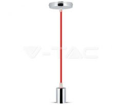 Závesné jednoduché svietidlo Chrome E27 červené VT-7338 (V-TAC)