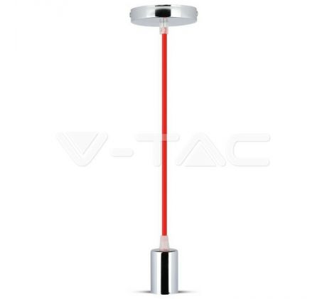 Závesné jednoduché svietidlo Chrome E27 červené VT-7338 (V-TAC)