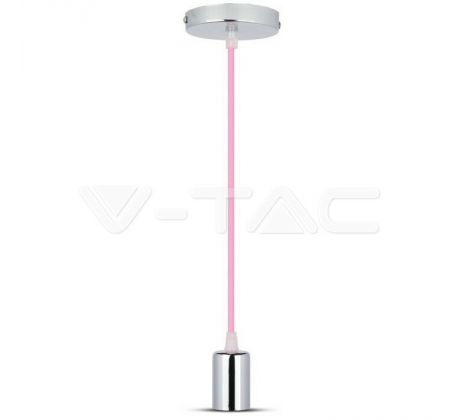 Závesné jednoduché svietidlo Chrome E27 ružové VT-7338 (V-TAC)