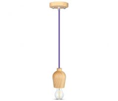 Závesné jednoduché svietidlo Wood E27 fialový kábel VT-7778 (V-TAC)