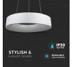 Závesné LED svietidlo okrúhle 20W, 3000K, 1500lm, stmievateľné, biele VT-25-1D (V-TAC)