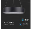 Závesné LED svietidlo okrúhle 20W, 3000K, 1500lm, stmievateľné, čierne VT-25-1D (V-TAC)