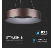 Závesné LED svietidlo okrúhle 20W, 3000K, 1500lm, stmievateľné, hnedé VT-25-1D (V-TAC)