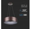 Závesné LED svietidlo okrúhle 20W, 3000K, 1500lm, stmievateľné, hnedé VT-25-1D (V-TAC)