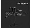 Stolná LED lampa 3W, 4000K, 50lm, kov, čierna s akumulátorom 4000mAh 390mmVT-7703 (V-TAC)