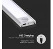 Nábytkové nabíjateľné LED svietidlo so senzorom 2,5W 3000K IP20 strieborná VT-8143 (V-TAC)