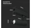 Bodové lištové LED svietidlo MAGNETIC 15W, 4000K, 900lm, 24V, čierna VT-4215 (V-TAC)