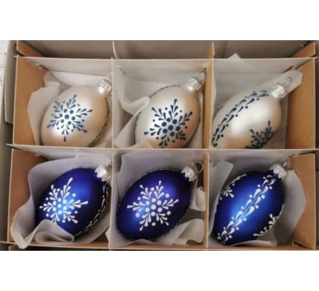 Sada 6 kusov sklenených veľkonočných vajíčok ornament 2